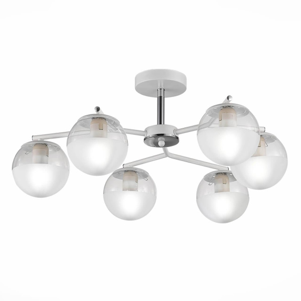 Купить Evoluce VERONA Белый, Хром/Прозрачный SLE106602-06 Светильник потолочный E27 6*60W