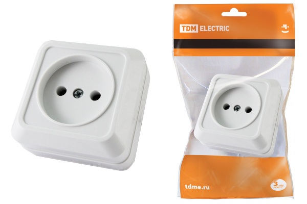 TDM Розетка 2П открытой установки IP20 10А, белая "Ладога" SQ1801-0013