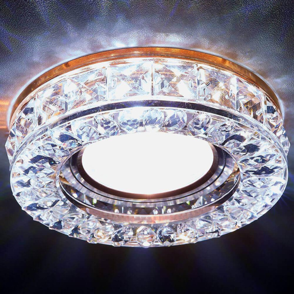 Купить Ambrella Встраиваемый точечный светильник со светодиодной лентой S241 BR хром/коричневый хрусталь/MR16+3W(LED WHITE)