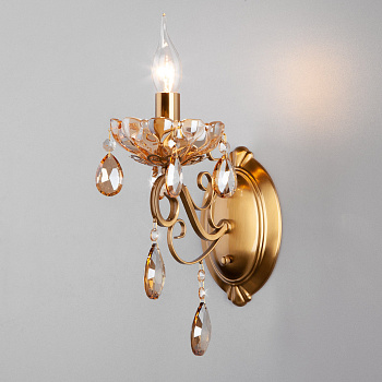 Eurosvet Классическое бра с хрусталем 10109/1 бронза/тонированный хрусталь Strotskis a045453