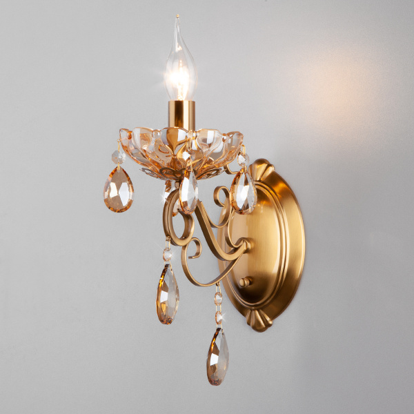 Eurosvet Классическое бра с хрусталем 10109/1 бронза/тонированный хрусталь Strotskis a045453