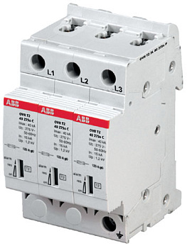 ABB OVR Ограничитель перенапряжения T2 3P 40 275 P ( тип 2 ) 2CTB803853R2400 ABB OVR Ограничитель перенапряжения T2 3P 40 275 P ( тип 2 ) 2CTB803853R2400