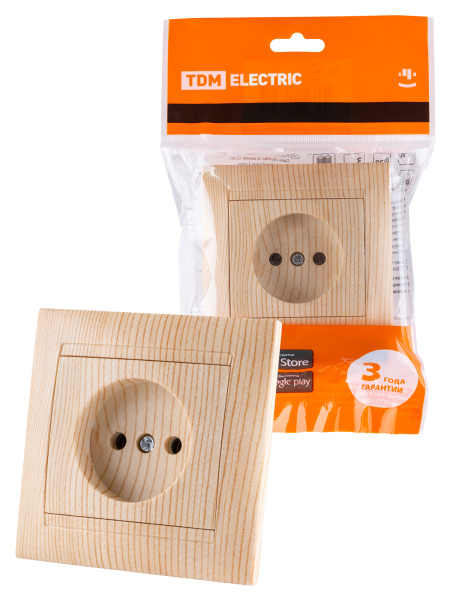TDM Розетка 2П 10А 250В сосна "Лама" SQ1815-0322