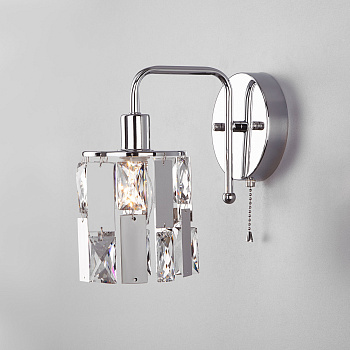 Eurosvet Бра с хрусталем 10101/1 хром/прозрачный хрусталь Strotskis a044101