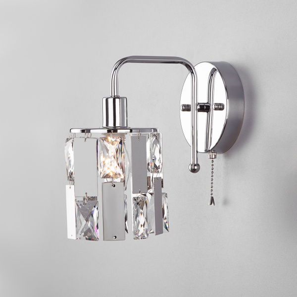 Eurosvet Бра с хрусталем 10101/1 хром/прозрачный хрусталь Strotskis a044101