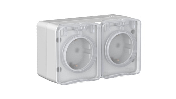 Systeme Electric AtlasDesign Profi54 Наруж Серый Розетка двойная с/з со шт.16А