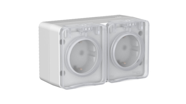 Systeme Electric AtlasDesign Profi54 Наруж Серый Розетка двойная с/з со шт.16А