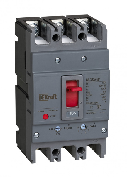 Dekraft Силовой автоматический выключатель 3P 100A 35кА ВА-332А