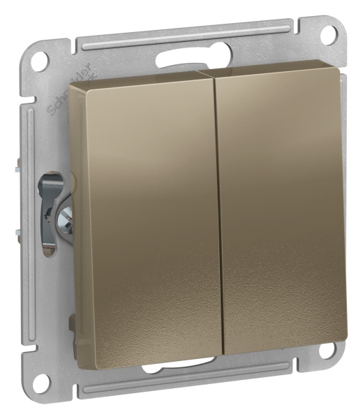 Купить Systeme Electric AtlasDesign Шампань Переключатель 2-клавишный сх.6, 10АХ, механизм