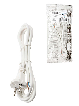 TDM Шнур сетевой с вилкой ПВСмб 2x0,75мм2 1,5м б/з белый Народный SQ1305-0571