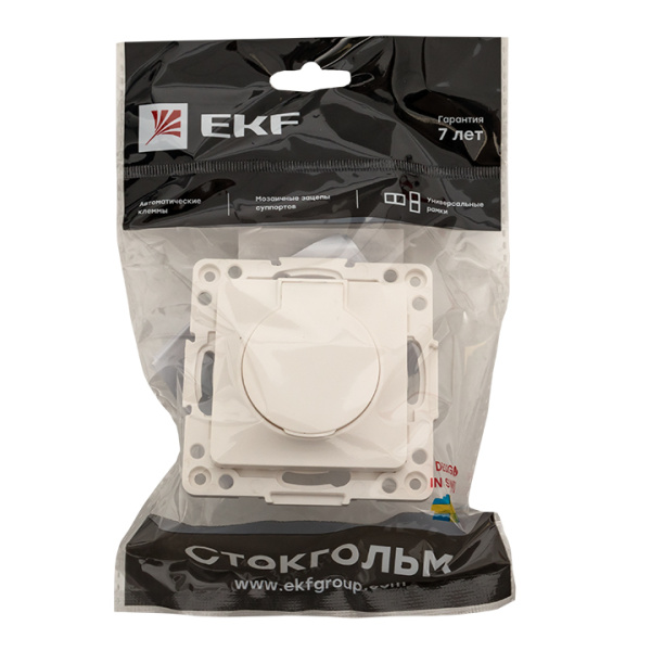 Купить EKF PROxima Стокгольм Белый Розетка с/з, со шторками и крышкой, 16А, IP44