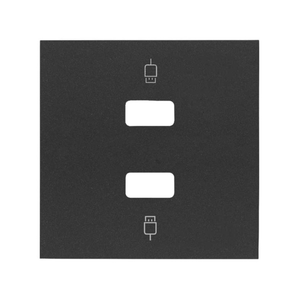Simon 100 Черный матовый Накладка розетки 2xUSB 10001090-238