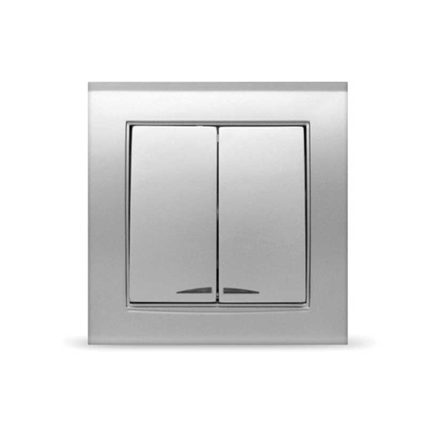 UNIVersal "Бриллиант" Выключатель Серебро 2 кл. с подсветкой 7949667