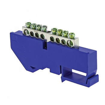 EKF PROxima Шина "0" N (6x9мм) 8 отв. цинк синий изолятор на DIN-рейку