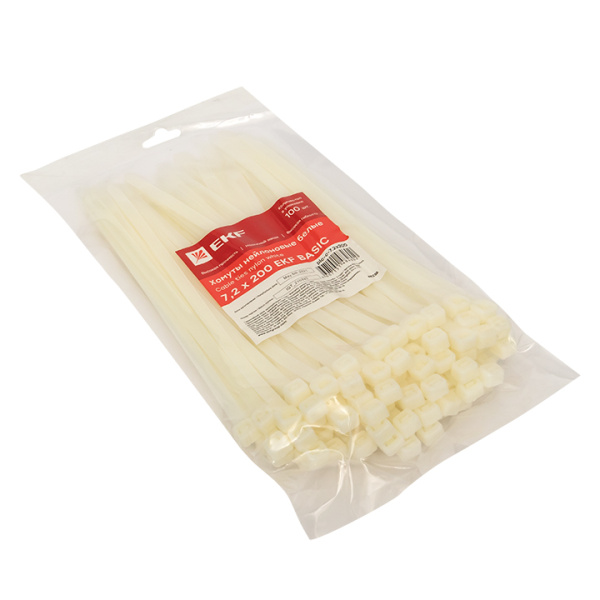 Купить EKF Basic Хомут нейлоновый (7,2х200) (100шт.)