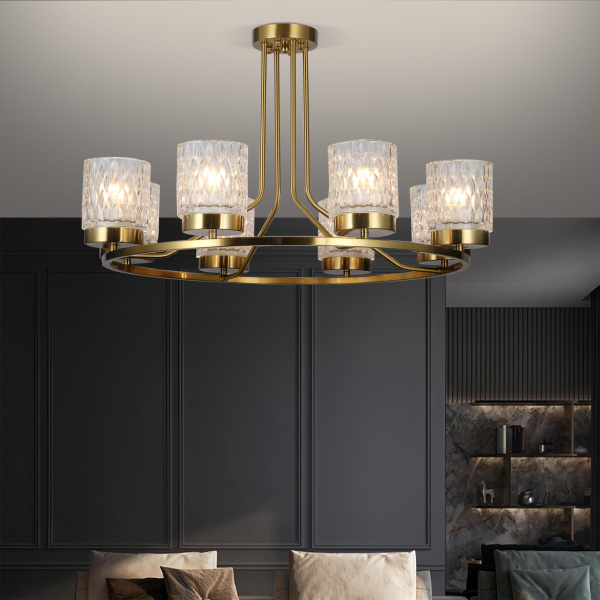 Купить Eurosvet Потолочная люстра с фактурными плафонами 60127/8 латунь a057093