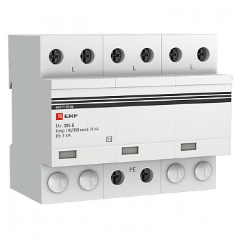 EKF PROxima Устройство защиты от импульсных перенапряжений Тип 1 Iimp 25kA (10/350?s) 3P spd-t1-25-3p