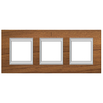 BT Axolute Тиковое дерево Рамка 2+2+2 мод прямоугольная (надпись вертикально) HA4802/3LTK
