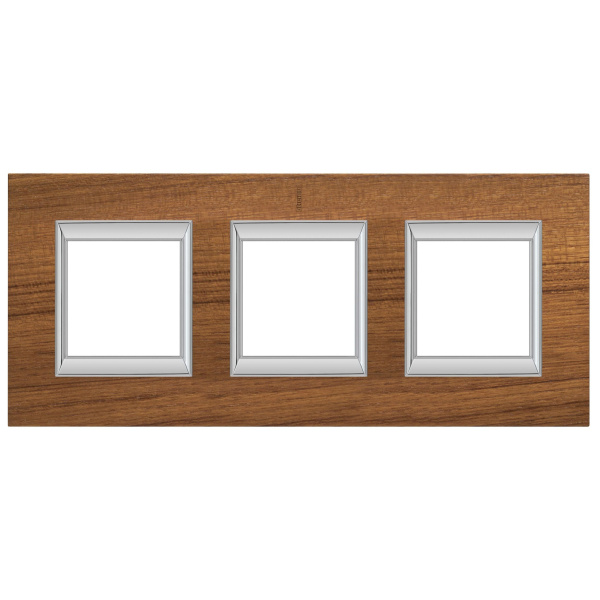 BT Axolute Тиковое дерево Рамка 2+2+2 мод прямоугольная (надпись вертикально) HA4802/3LTK