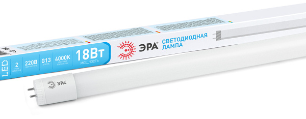 ЭРА LED T8-18W-840-G13-1200mm (диод,трубка стекл,18Вт,нейтр,поворотный G13)