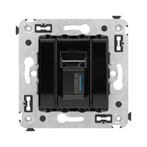 Купить DKC USB 3.0 розетка одинарная в стену, тип А-А, "Avanti", "Черный квадрат"