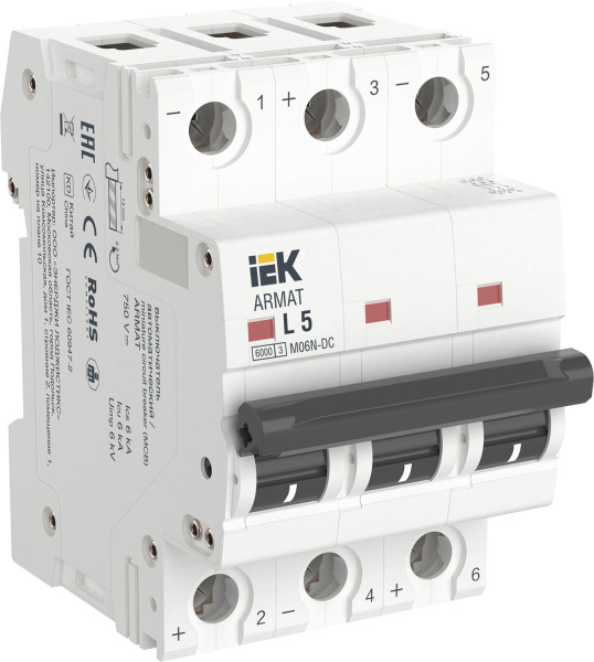 IEK ARMAT Автоматический выключатель M06N-DC 3P L 5А AR-M06N-3-L005DC