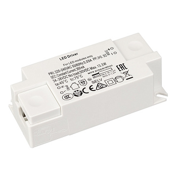 Arlight Блок питания ARJ-KE38350 (13W, 350mA, PFC) ( IP20 Пластик, 3 года) 029334