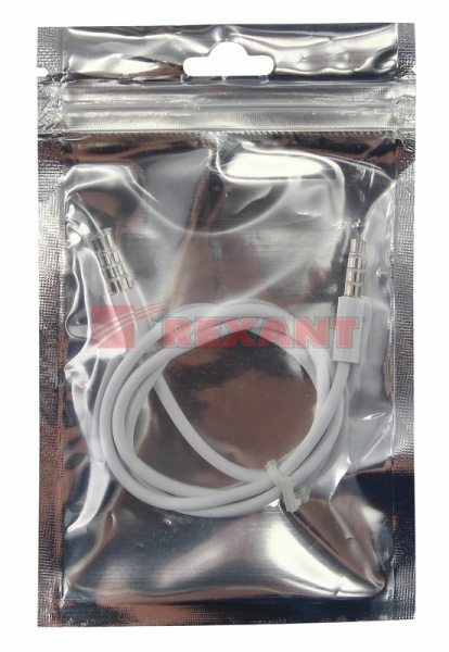 Купить Аудио кабель 3,5 мм штекер-штекер 0,5М белый Rexant 18-1105