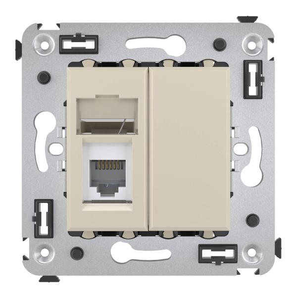 Купить DKC Телефонная розетка RJ-12 в стену одинарная, "Avanti", "Ванильная дымка"