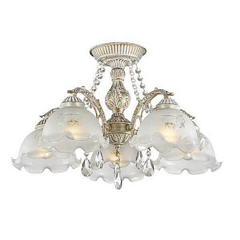 Lumion 3126/5C LN16 232 белый/зол.патина/стекло/хрусталь Люстра потолочная E27 5*60W 220V CASETTA