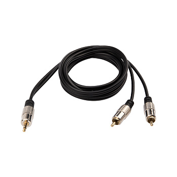 Шнур 3.5 Stereo шт - 2RCA шт 1.5М (GOLD) металл Rexant 17-4222