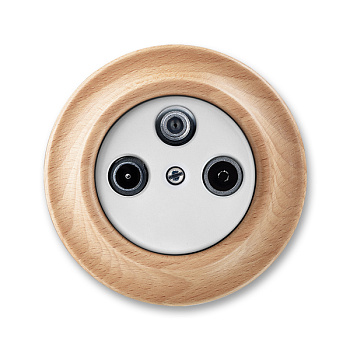 ABB Decento Белый фарфор/Натуральное дерево "Бук" Розетка TV-R-SAT  единственная 2CHK080403C4050