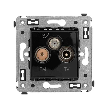 DKC Розетка TV-FM-SAT в стену, "Avanti", "Черный квадрат"