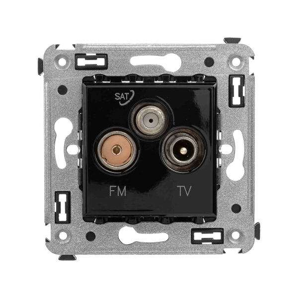 DKC Розетка TV-FM-SAT в стену, "Avanti", "Черный квадрат"