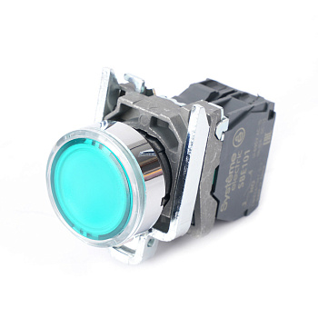 Systeme Electric Кнопка SB4 с подсветкой в сборе модульная 22мм зеленая металл 24ВDC 1НО
