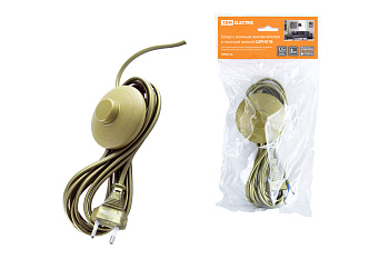 TDM Шнур с ножным выключателем и плоской вилкой ШУН01В ШВВП 2х0,75мм2 3,5м. бронза SQ1305-0063