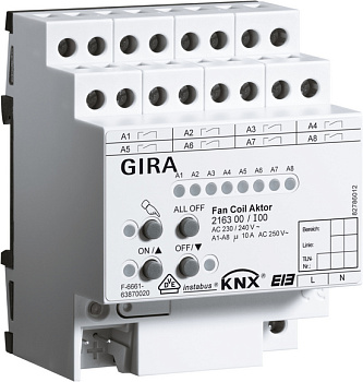 Gira KNX Устройство управления фанкойлом DIN-рейка 216300