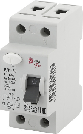ЭРА NO-902-30 Pro Устройство защитного отключения УЗО ВД1-63 1P+N 63А 300мА
