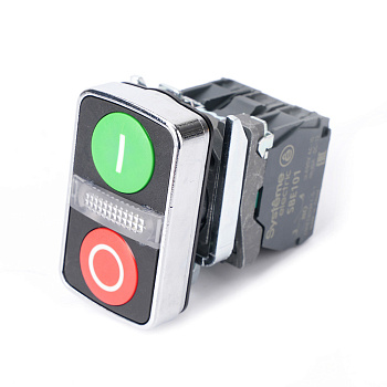 Systeme Electric Кн SB4 двойн в сборе модуль 22мм з "I"+сигн лампа+кр "О" металл 24ВDC 1НО+1НЗ