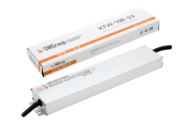 SWG Ультратонкий блок питания в металлическом корпусе, IP67, 100W, 24V XTW-100-24