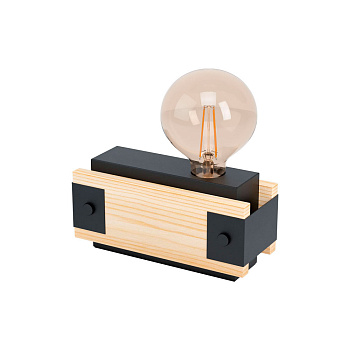 Eglo 43469 Настольная лампа LAYHAM, 1х16W (E27), L200, B85, H100, дерево, сталь, черный
