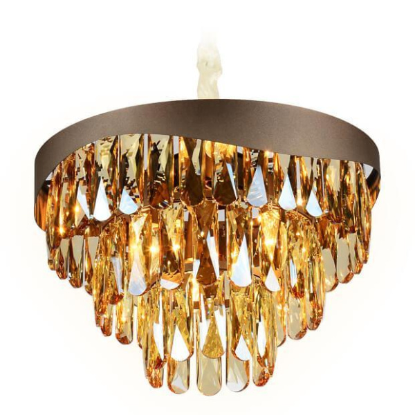Ambrella Подвесная люстра с хрусталем TR5081 CF/TI кофе/янтарь E14/6 max 40W D400*1070