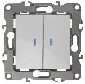 ЭРА 12-1105-01 Выключатель двойной с подсветкой, 10АХ-250В, IP20, 12, белый