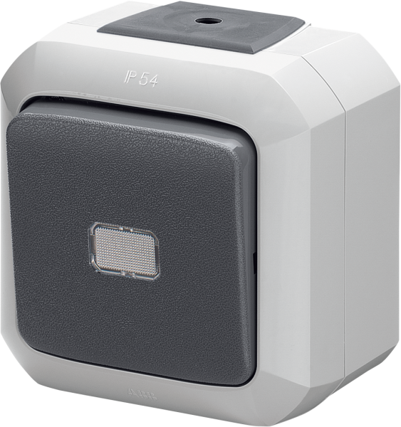 ABB Variant+ Серый Переключатель кнопочный одноклавишный с прозрачной линзой, IP54 2CHN588652C4517