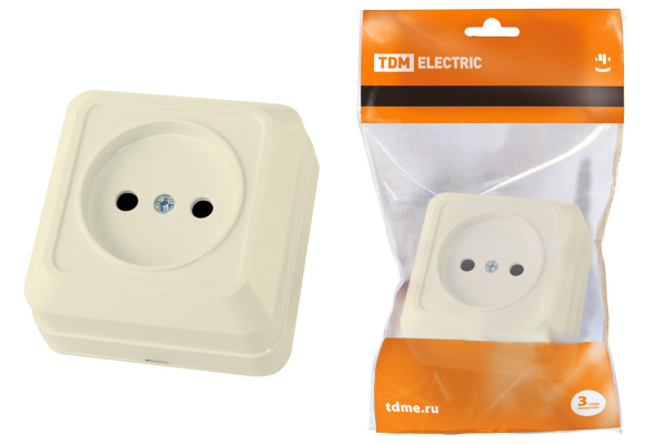 TDM Розетка 2П открытой установки IP20 10А 250В (керамика) сл. кость "Ладога" SQ1801-0210
