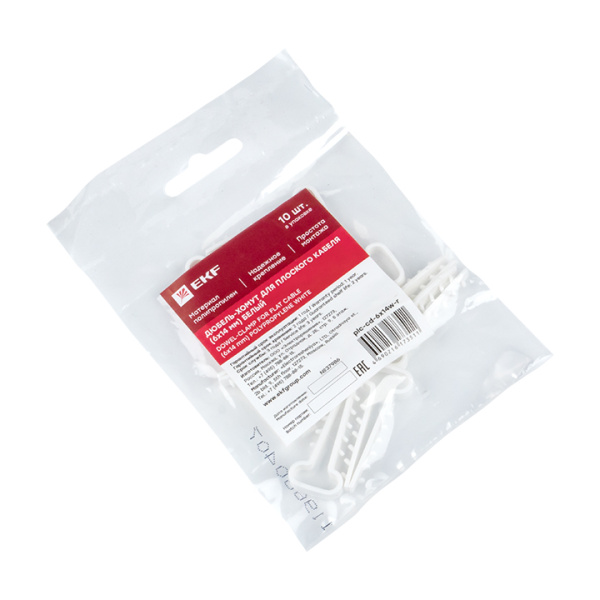 Купить EKF PROxima Дюбель-хомут (6х14 мм) для плоского кабеля белый (10 шт.)