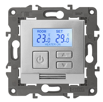 ЭРА 14-4111-03 Elegance Алюминий Терморегулятор универс., 16А, 230В