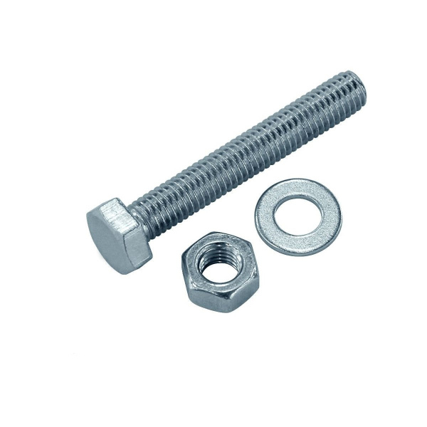 Купить Tech-Krep Болт DIN933 с шестигранной головкой оцинк. М6х80 + гайка + шайба (4 шт) - пакет 112721