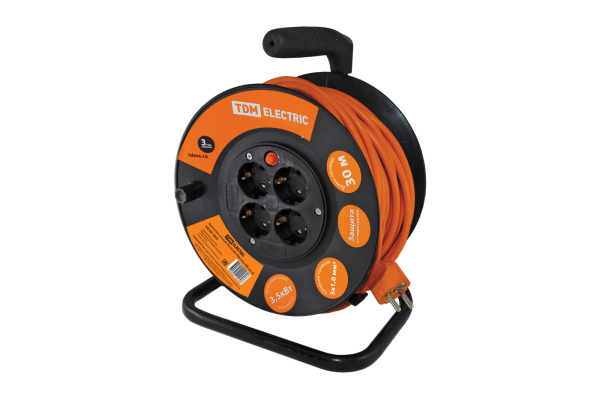 TDM Удлинитель силовой УКз16-004 (4 места/30м ПВС 3х1,0) SQ1301-0531