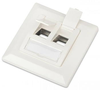 Hyperline FP-GTF-2AS-WH Рамка 80х80, для двух вставок формата Keystone Jack, пос. размер 60 мм, белая 235097